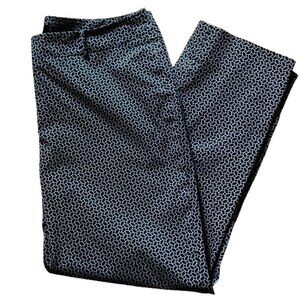 Talbots High Rise Pants Black / White Pattern Cotton Slight Taper EUC, sz 14